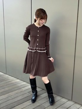 「アイテム（セットアップ、ブラウン系）」を使った、hiyoriさん（レディース・171cm）の秋コーディネート