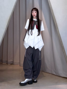 「UN3D.（アンスリード）のUN3D.SOLE SIDEGORE BOOTS / アンスリードソールサイドゴアブーツ（ブーツ、シルバー系）」を使った、YURIさん（レディース・162cm）の夏コーディネート