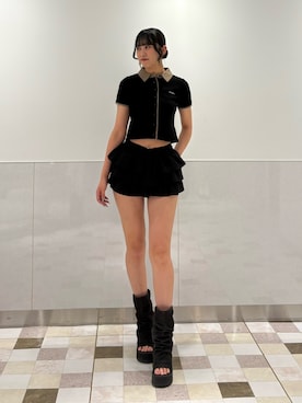 「EMODA（エモダ）のアイテム」を使った、片山歩香さん（レディース・172cm）の夏コーディネート
