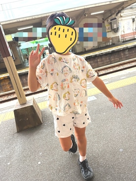「BREEZE（ブリーズ）のアイテム（Tシャツ/カットソー、ホワイト系）」を使った、matsurinpopさん（キッズ・125cm）の夏コーディネート