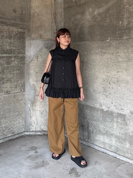 「NATURAL BEAUTY BASIC（ナチュラルビューティーベーシック）のアイテム（ボストンバッグ）」を使った、RIOさん（レディース・158cm）の夏コーディネート