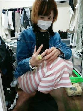 「アイテム（デニムジャケット、その他）」を使った、dasaiobasan00さん（レディース・158cm）の春コーディネート