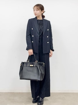 「DRESSTERIOR（ドレステリア）の【セットアップ可/ウォッシャブル】リネンブレンドワイドパンツ（その他パンツ、ブルー系）」を使った、BUNさんの春コーディネート