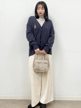 「DRESSTERIOR（ドレステリア）のソフト別珍イージーパンツ（その他パンツ、ホワイト系）」を使った、BUNさんの冬コーディネート