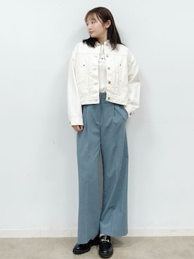 「DRESSTERIOR（ドレステリア）の【ウォッシャブル】バンドカラー ホワイトＧジャン（デニムジャケット、ホワイト系）」を使った、BUNさんの春コーディネート