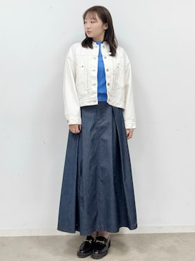 「DRESSTERIOR（ドレステリア）の【ウォッシャブル】バンドカラー ホワイトＧジャン（デニムジャケット、ホワイト系）」を使った、BUNさんの春コーディネート