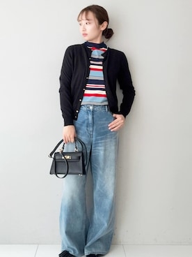 「DRESSTERIOR（ドレステリア）の【otonaMUSE5月号掲載】コットンシルクマルチボーダーニット（ニット/セーター、ブルー系）」を使った、BUNさんの春コーディネート
