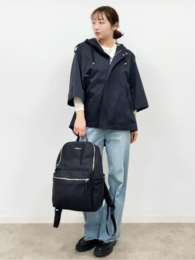 「DRESSTERIOR（ドレステリア）の【荷重軽減】サスペンションマルチポケットリュック（バックパック/リュック、ブラック系）」を使った、BUNさんの冬コーディネート