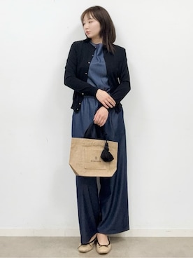 「DRESSTERIOR（ドレステリア）の【ウォッシャブル】フレンチスリーブ コンビネゾン（サロペット/オーバーオール、ブルー系）」を使った、BUNさんの春コーディネート