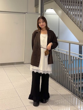 「LOWRYS FARM（ローリーズファーム）のアイテム（ワンピース）」を使った、ななさん（レディース・156cm）の秋コーディネート