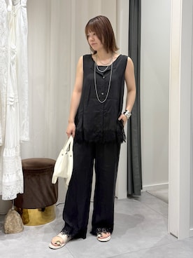「DouDou（ドゥドゥ）の3連変形ボールチェーンネックレス（ネックレス、シルバー系）」を使った、doudou_namieさん（レディース・159cm）の夏コーディネート