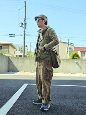 「HOKA（ホカ）のアイテム」を使った、032さん（メンズ・175cm）の春コーディネート