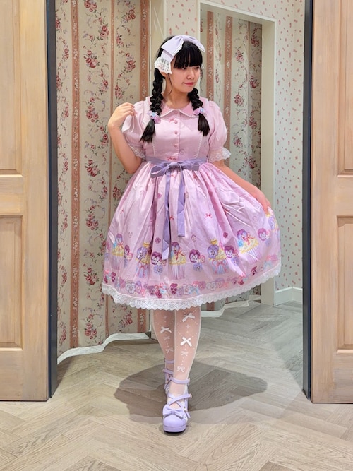 シャルミエール　アクシーズ　kawaii ワンピース　ピンク パンジーカップケーキ柄OP（ワンピース）｜Chalmiere（シャ