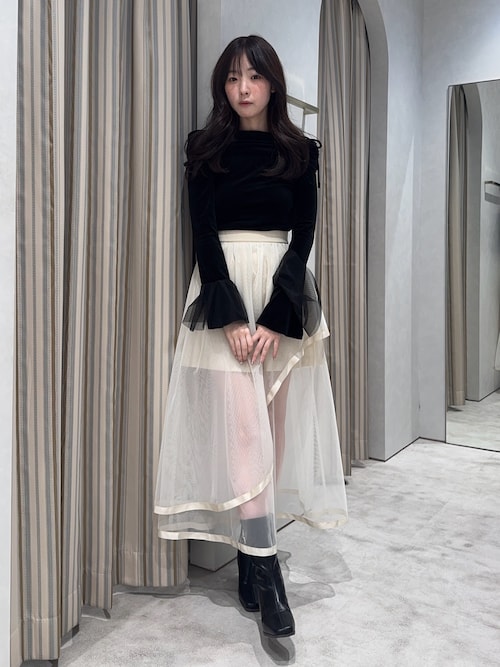 SORIN ソリン　シアーベロアオフショルダーカットソー セール】シアーベロアオフショルトップス（Tシャツ/カットソー