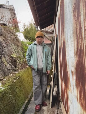 「ADRER（アドラー）のアイテム（デニムパンツ）」を使った、masataka8174さん（メンズ・177cm）の冬コーディネート