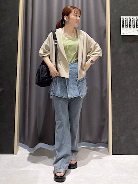 「LEPSIM（レプシィム）の3連ボールネックレス　287544（ネックレス、シルバー系）」を使った、ムツミさん（レディース・156cm）の夏コーディネート