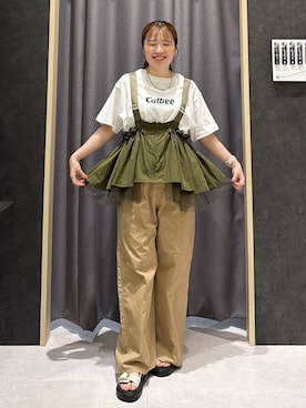 「LEPSIM（レプシィム）のストレートライトチノパンツ　1043153（その他パンツ、ベージュ系）」を使った、ムツミさん（レディース・156cm）の夏コーディネート