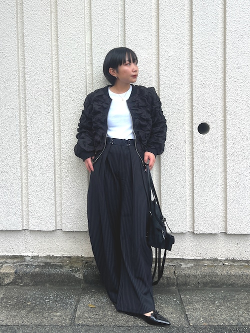 ピンストライプデザインベルトパンツ