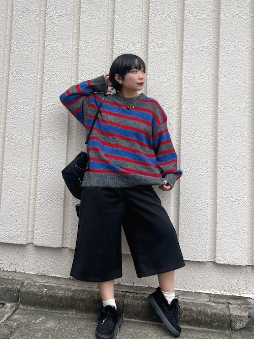 ウールライクワイドミディパンツ