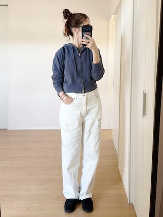 「JINS（ジンズ）のCombination&Metal -TAPERED-（メガネ）」を使った、himarisoさん（レディース・164cm）の春コーディネート