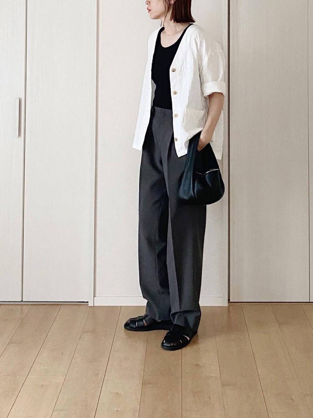 トップス COTTON JACQUARD V NECK 5SLEEVE SHIRT 6（ロク）の「＜6(ROKU)＞COTTON JACQUARD V NECK 5SLEEVE SHIRT