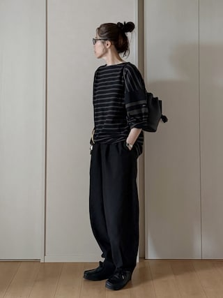 「Le Minor(ルミノア)の【別注】<Le minor for conte>ボーダー ロングスリーブTシャツ(Tシャツ/カットソー)」を使った、himarisoさん(レディース・164cm)の秋コーディネート
