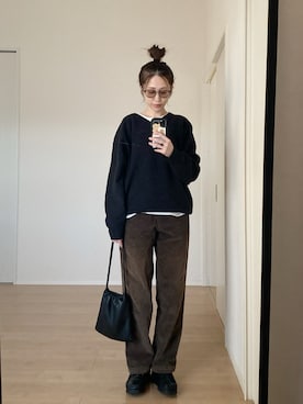 「アイテム（モカシン/デッキシューズ）」を使った、himarisoさん（レディース・164cm）の冬コーディネート