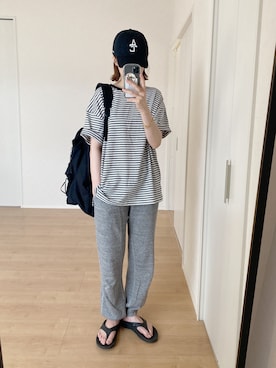 「ゴールドアクセ」｜「アイテム（スウェットパンツ）」を使った、himarisoさん（レディース・164cm）の夏コーディネート