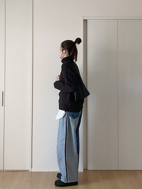 「アイテム（モカシン/デッキシューズ）」を使った、himarisoさん（レディース・164cm）の冬コーディネート