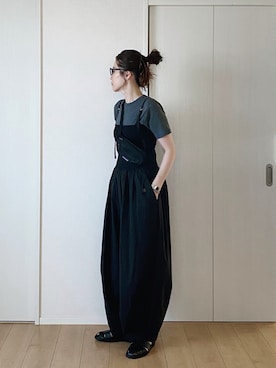 「NANO universe（ナノユニバース）のアイテム（サロペット/オーバーオール）」を使った、himarisoさん（レディース・164cm）の夏コーディネート