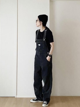 「Levi's（リーバイス）のアイテム（サロペット/オーバーオール）」を使った、himarisoさん（レディース・164cm）の秋コーディネート