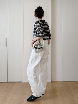 「TODAYFUL(トゥデイフル)のSheer Border T-shirt(Tシャツ/カットソー)」を使った、himarisoさん(レディース・164cm)の夏コーディネート