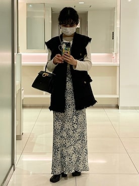 「ツイードベスト」｜「アイテム（ジャケット/アウター）」を使った、akariさん（レディース・153cm）の春コーディネート