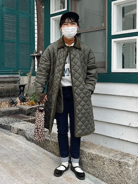 「THE SHINZONE（ザ　シンゾーン）のアイテム（ミリタリージャケット）」を使った、akariさん（レディース・153cm）の冬コーディネート