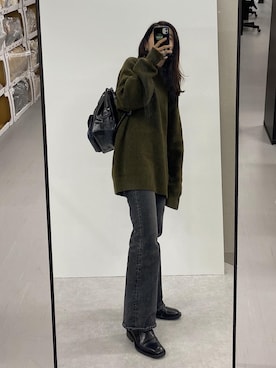 「BOTTEGA VENETA（ボッテガヴェネタ）のアイテム（バックパック/リュック）」を使った、てらまゆさん（レディース・160cm）の秋コーディネート