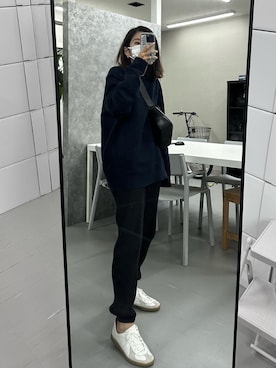 「ジャーマントレーナー」｜「アイテム（スウェットパンツ）」を使った、てらまゆさん（レディース・160cm）の秋コーディネート