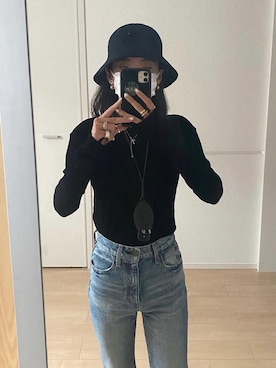 「MOUSSY（マウジー）のアイテム（ハット）」を使った、てらまゆさん（レディース・160cm）の秋コーディネート