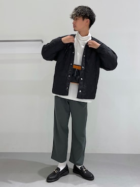 「リバーシブル」｜「アイテム（ローファー）」を使った、Takuさん（メンズ・180cm）の冬コーディネート