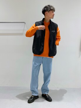 「LAKOLE（ラコレ）のアイテム（ベスト）」を使った、Takuさん（メンズ・180cm）の冬コーディネート