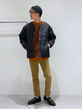 「LAKOLE（ラコレ）のアイテム（ニットキャップ/ビーニー）」を使った、Takuさん（メンズ・180cm）の冬コーディネート