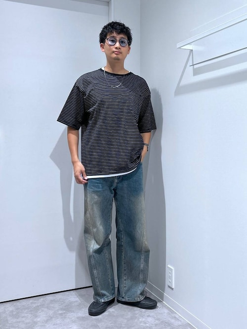 ボーダーワッフルレイヤーT / 323577