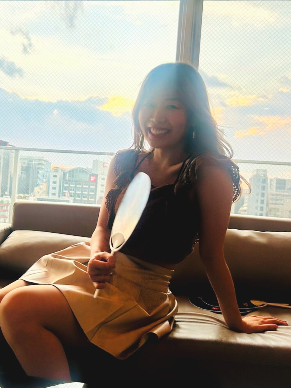 「ehka sopoの≪USED≫前釦レースビスチェ（トップス、ブラウン系）」を使った、ぺいさん（レディース・163cm）の夏コーディネートの1枚目の写真