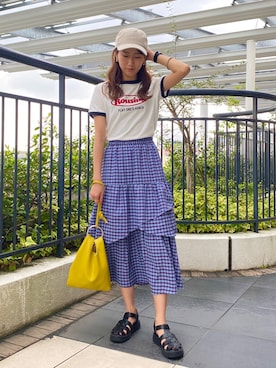 「FREE'S MART（フリーズマート）のアイテム（キャップ）」を使った、mさん（レディース・158cm）の春コーディネート
