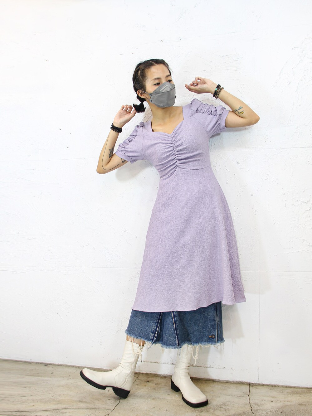 「ootd、夏、復古、洋裝、古着MIX」｜「三八計のアイテム（ワンピース、パープル系）」を使った、Amanさん（レディース・164cm）の夏コーディネートの1枚目の写真