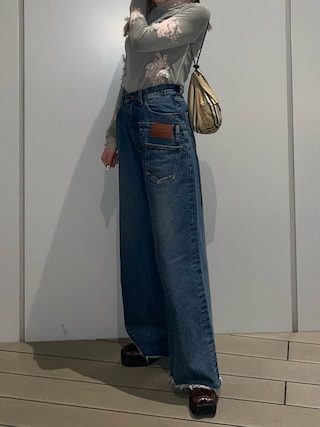 Ameri（アメリ）の「OVERLAP FAKE DENIM（デニムパンツ）」 - WEAR