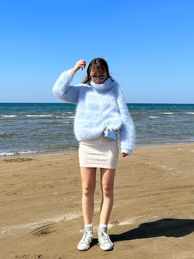 「H&M（エイチ・アンド・エム）のアイテム（ホワイト系）」を使った、🪡 kana 🦕さん（レディース・161cm）の春コーディネート