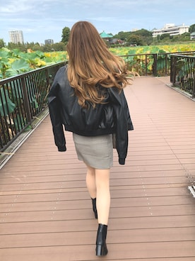 「ZARA（ザラ）のアイテム（ジャケット/アウター、ブラック系）」を使った、Mayako♡S さん（レディース・162cm）の夏コーディネート