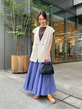 「ノーカラー」｜「アイテム（その他アウター）」を使った、momokaさん（レディース・164cm）の夏コーディネート