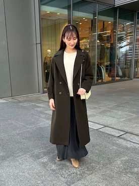 「アイテム（チェスターコート）」を使った、momokaさん（レディース・164cm）の冬コーディネート