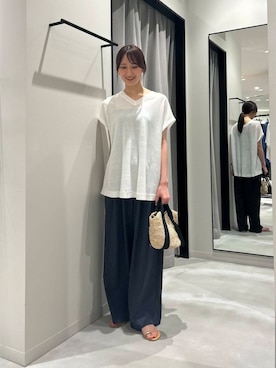 「アイテム（ニット/セーター）」を使った、momokaさん（レディース・164cm）の夏コーディネート